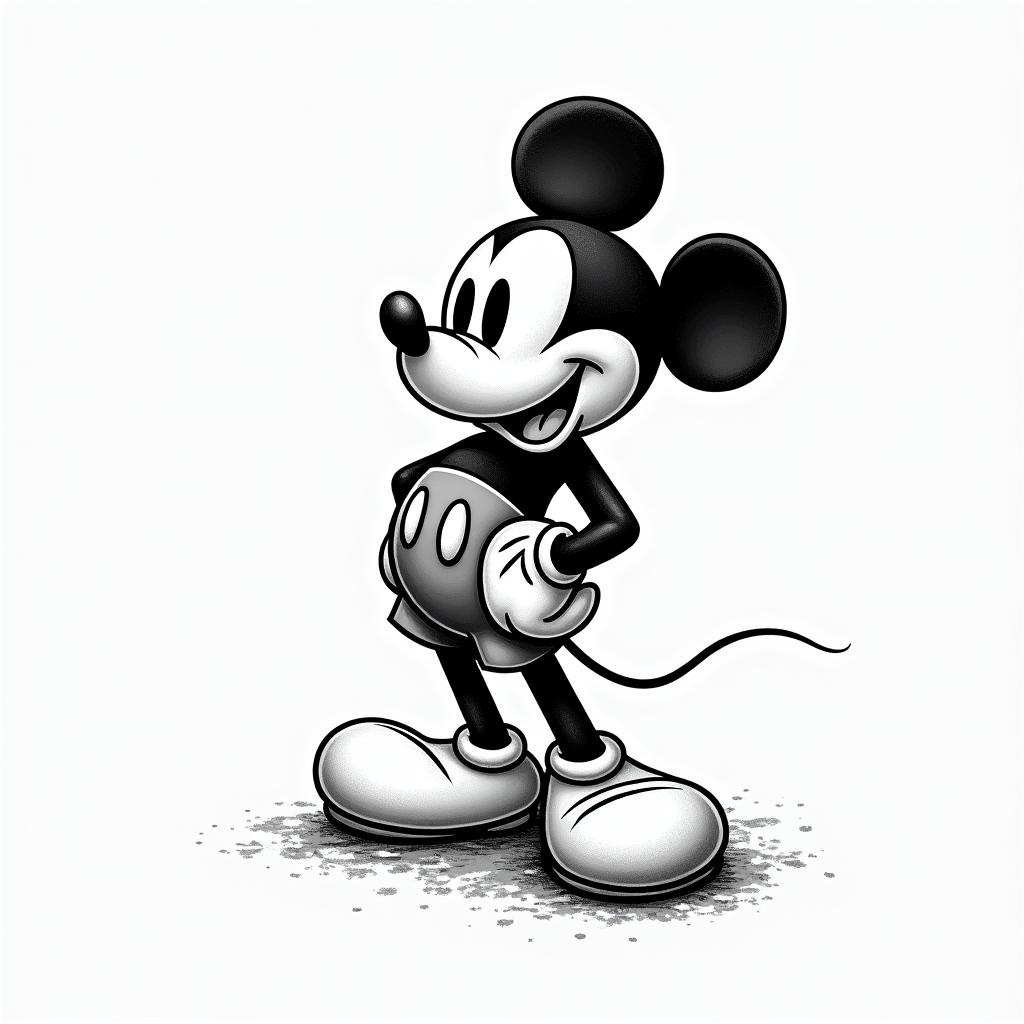Mickey Mousein new school tattoo, pop culture, modern, detailed tattoo, illustrative - Variation 4