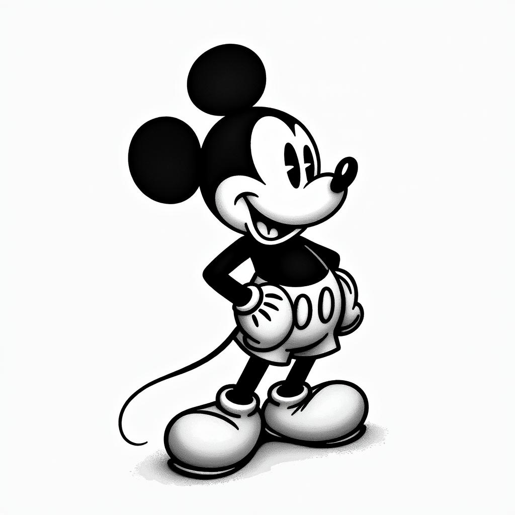 Mickey Mousein new school tattoo, pop culture, modern, detailed tattoo, illustrative - Variation 2