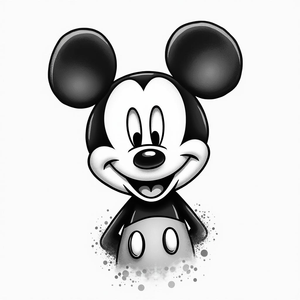 Mickey Mousein new school tattoo, pop culture, modern, detailed tattoo, illustrative - Variation 3