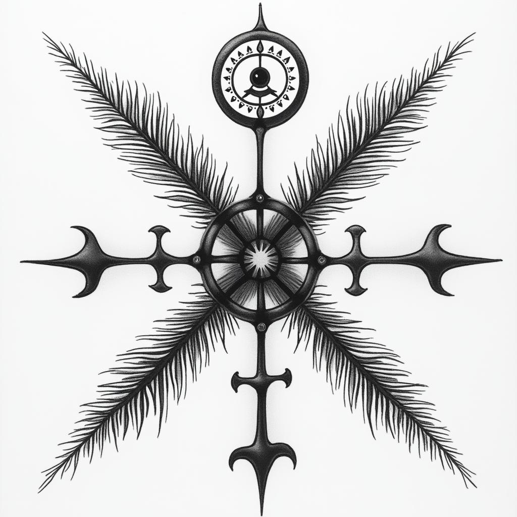 X -men x on the back of the seat cover with an old English L in the middle of the x 
on the head restin spiritual symbols tattoo style, featuring an intricate design incorporating elements, Hamsa hand, third eye, minimalist composition