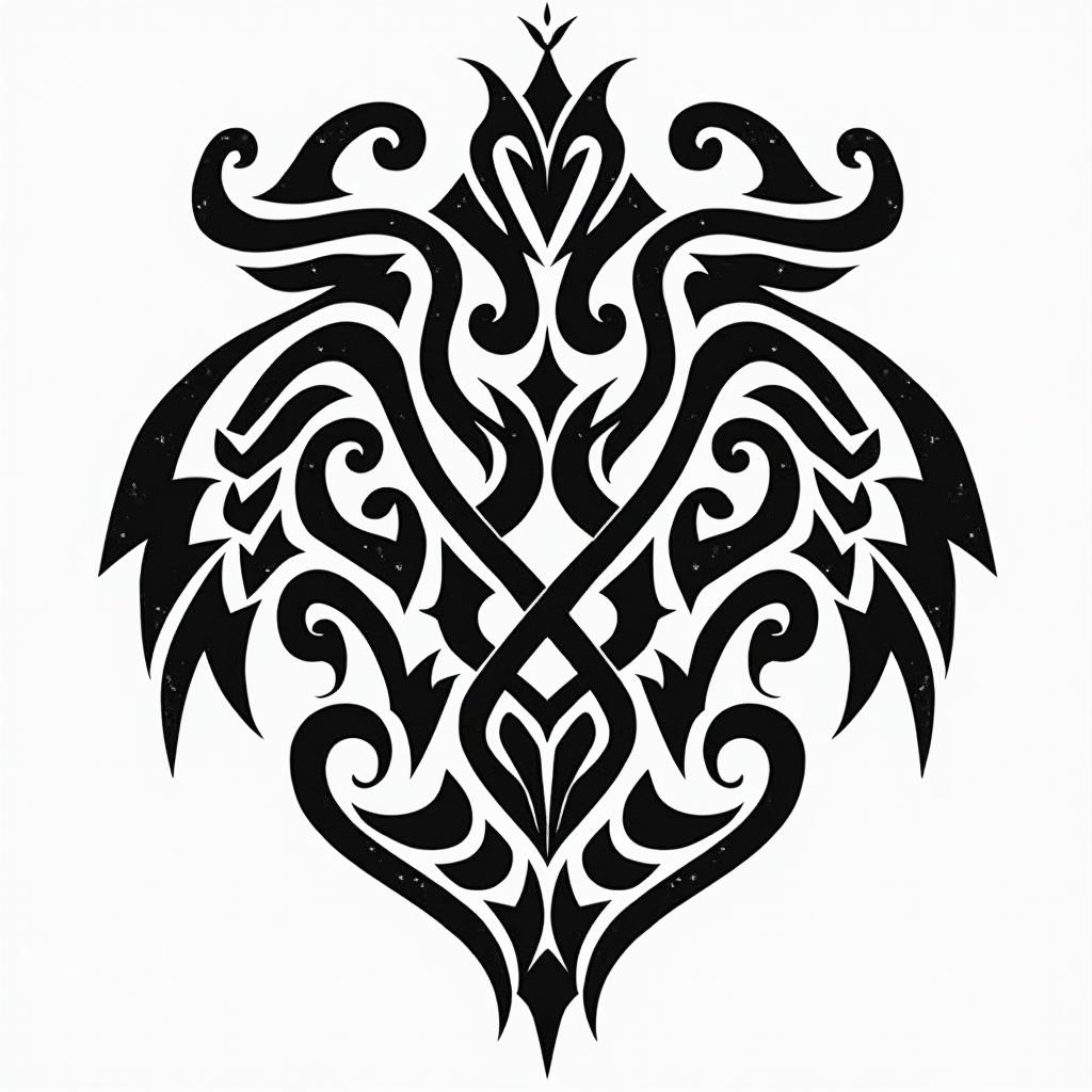 Family and protectionin tribal tattoo style, featuring bold and black geometric shapes, curved lines, intertwine and flow seamlessly, creating a powerful and symbolic design, polynesian and maori styles - Variation 4