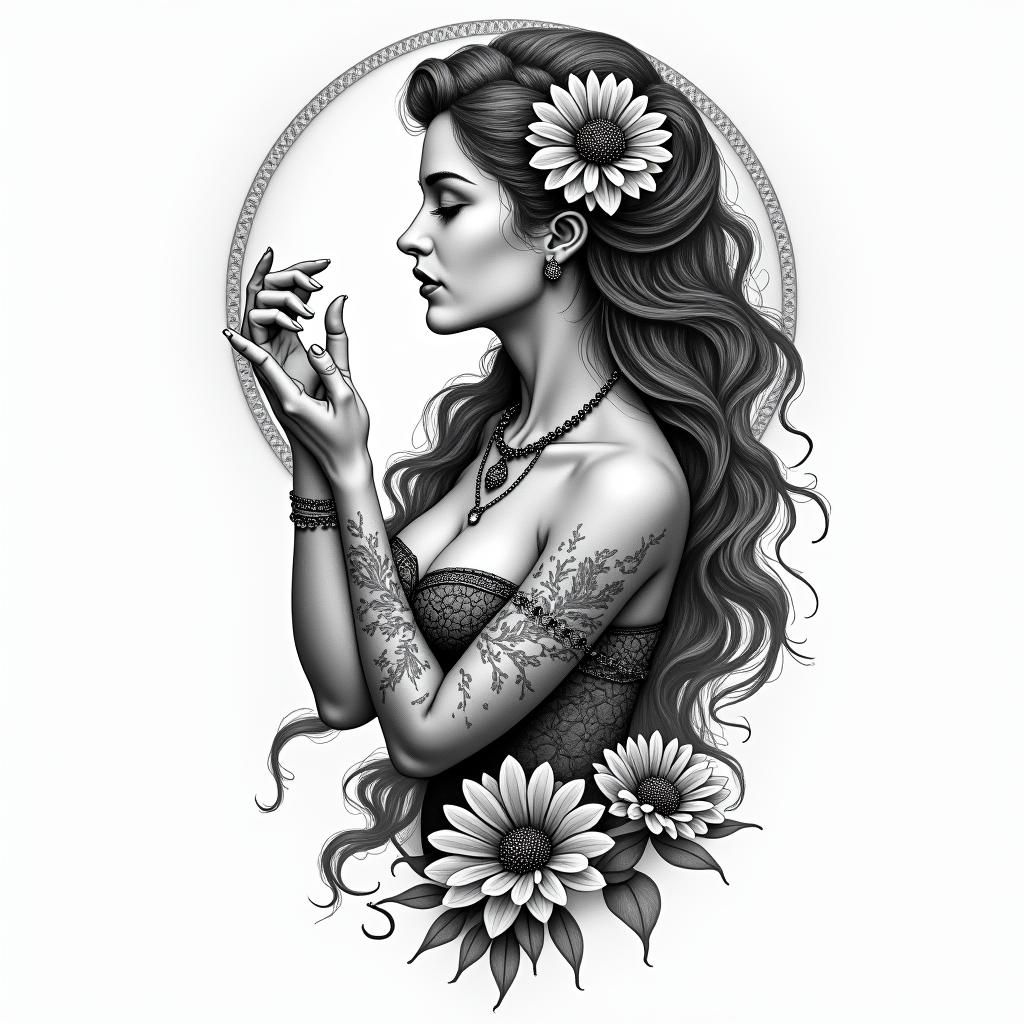 Librain bohemian style tattoo, 8k - Variation 3