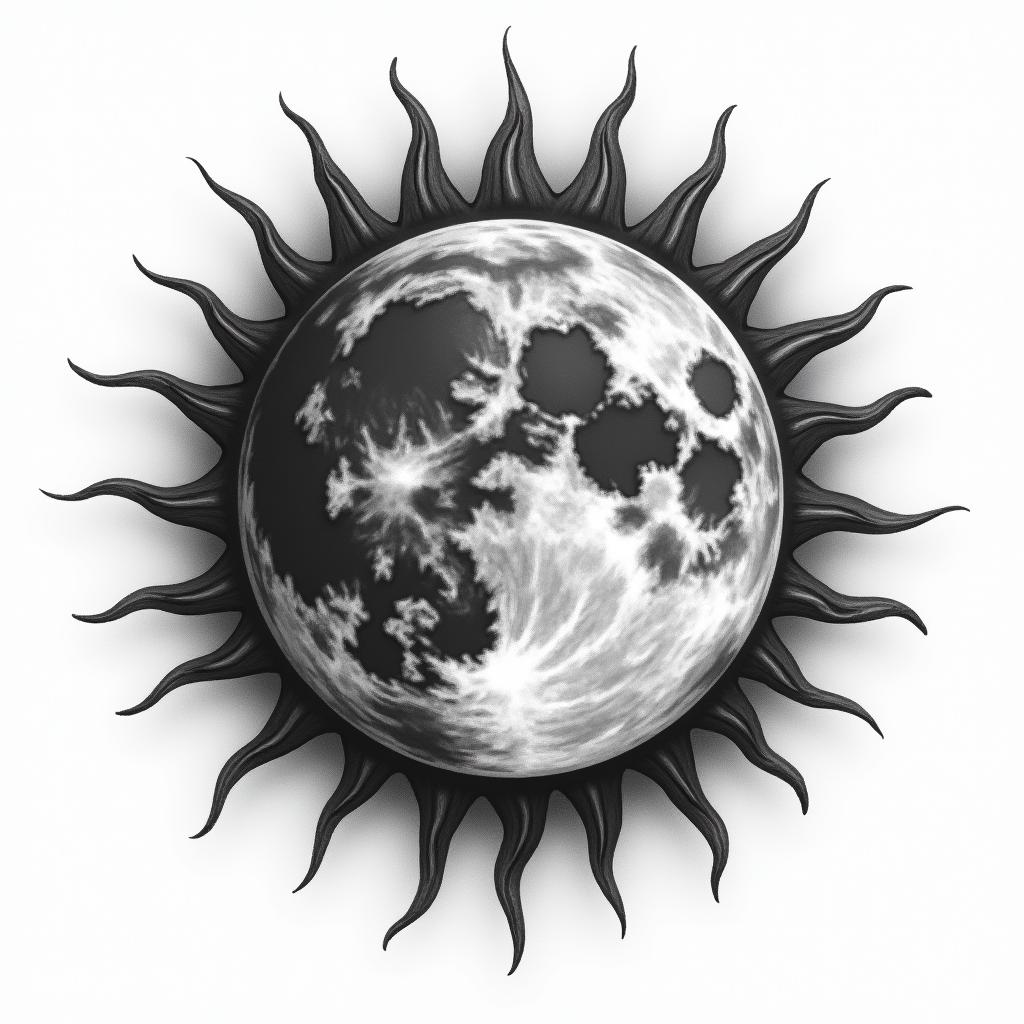 Sun and moon intertwined, shiningin realism tattoo style, featuring a highly detailed, lifelike, capturing every detail, photorealistic, ultra realistic, intricate shading, smooth and sharp, - Variation 3
