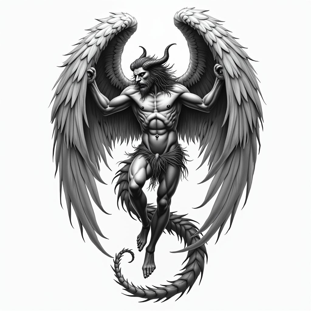 Angel and demonhigly detailed tattoo - Variation 3