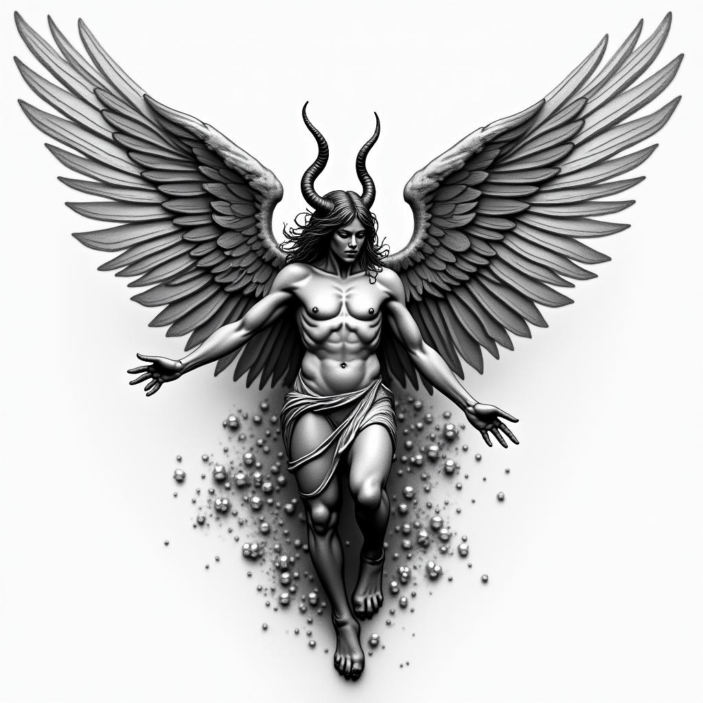 Angel and demonhigly detailed tattoo - Variation 4