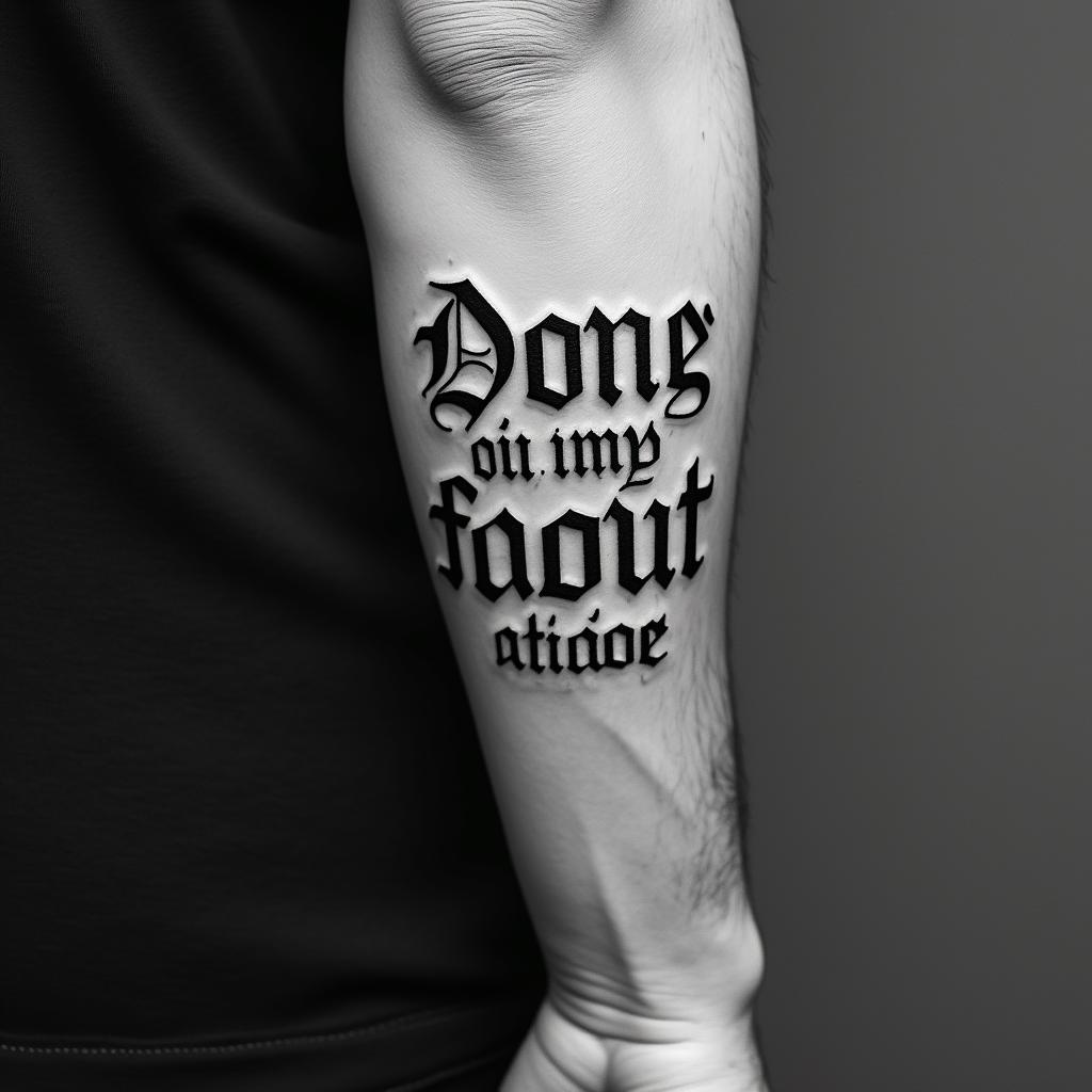 New Mexicotext-based tattoo, gothic font ultra-realistic, perfectly placed, high-quality font design, photo-realistic shading, 8k, high quality, finely detailed typography - Variation 5