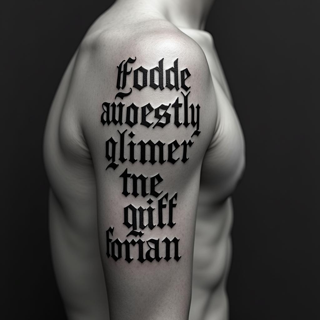 New Mexicotext-based tattoo, gothic font ultra-realistic, perfectly placed, high-quality font design, photo-realistic shading, 8k, high quality, finely detailed typography - Variation 7