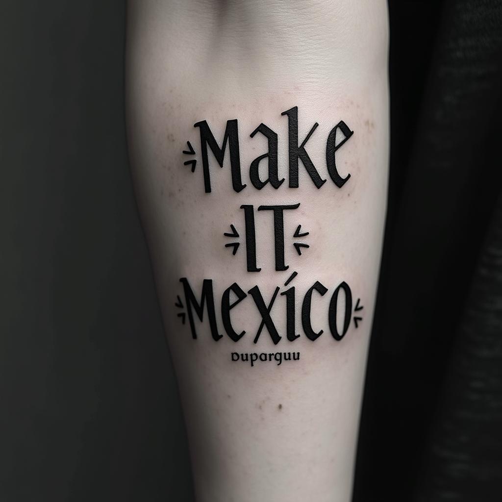 Make it say NEW MEXICOtext-based tattoo, gothic font ultra-realistic, perfectly placed, high-quality font design, photo-realistic shading, 8k, high quality, finely detailed typography - Variation 6