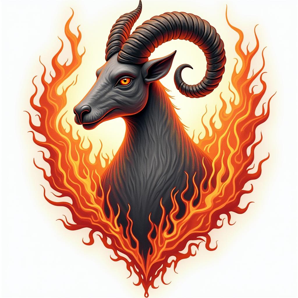 João Guilherme, Sign Aries, Manaus, Amazonasin flame tattoo style showcasing fiery elements with dynamic flame patterns, glowing effect of flames, natural colors