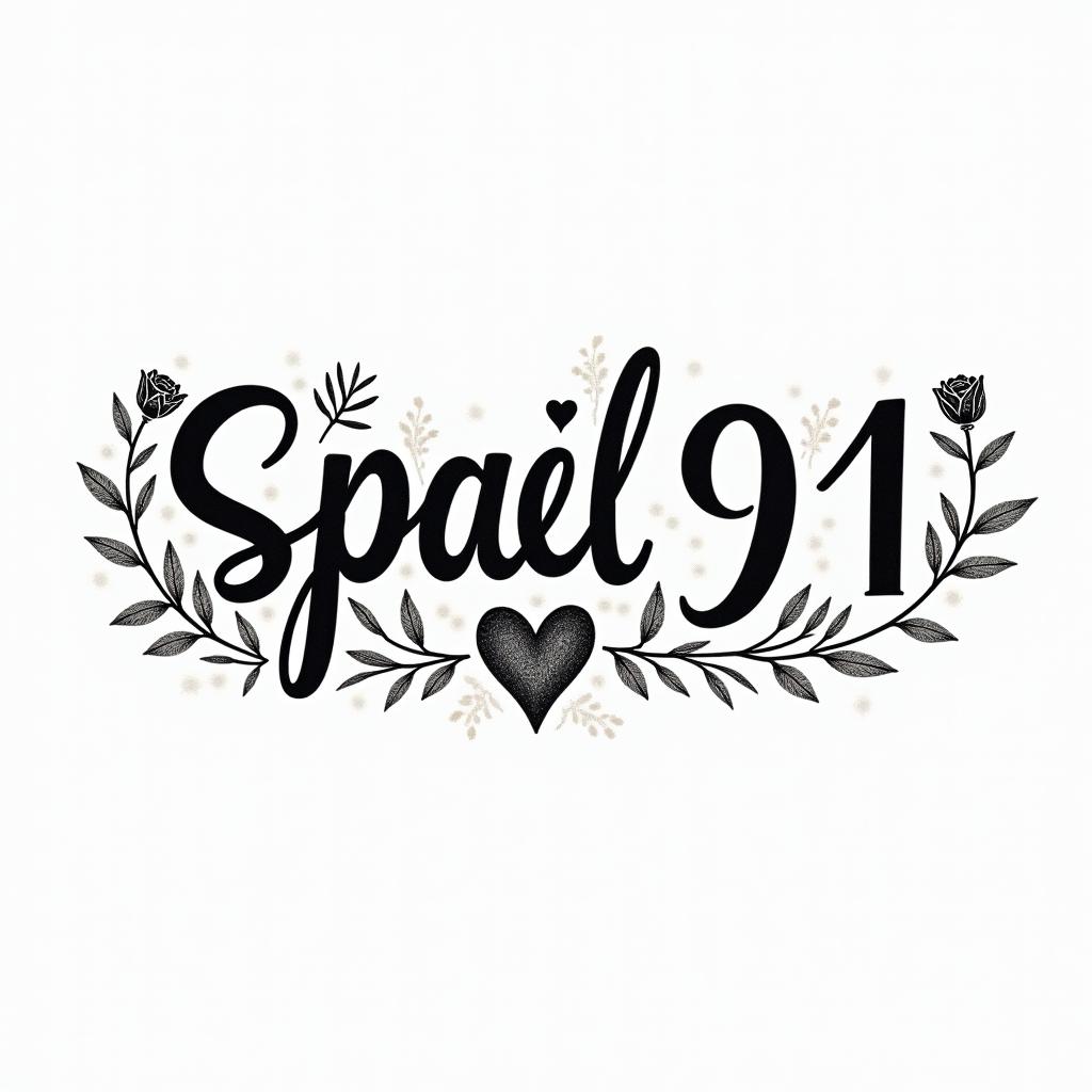 Psalm 91
He that dwelleth in the secret place of the most High shall abide under the shadow of the Almighty (in words)in elegant cursive calligraphy style 2d tattoo, decorate with roses, featuring a smooth and flowing handwritten script with slightly thickened strokes for a luxurious and bold appearance,  heart symbol between names,  sleek and glossy black text with shadowing, minimalist matte white background, clean and sharp edges, illuminated with soft lighting, romantic, 8k, high-quality textures with refined typography