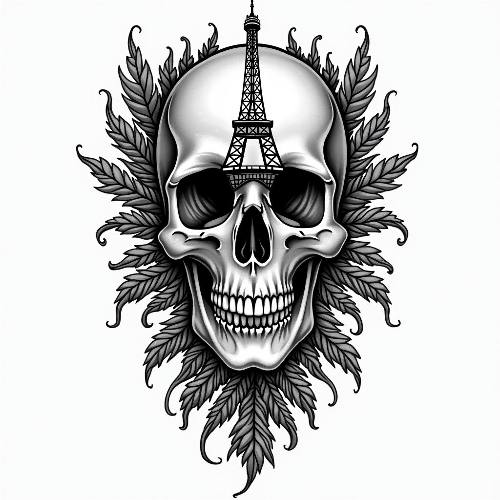 Paris Rome pisain authentic tattoo style, incorporating traditional modifications, bold black outlines, solid color fills, featuring classic authentic elements - Variation 4