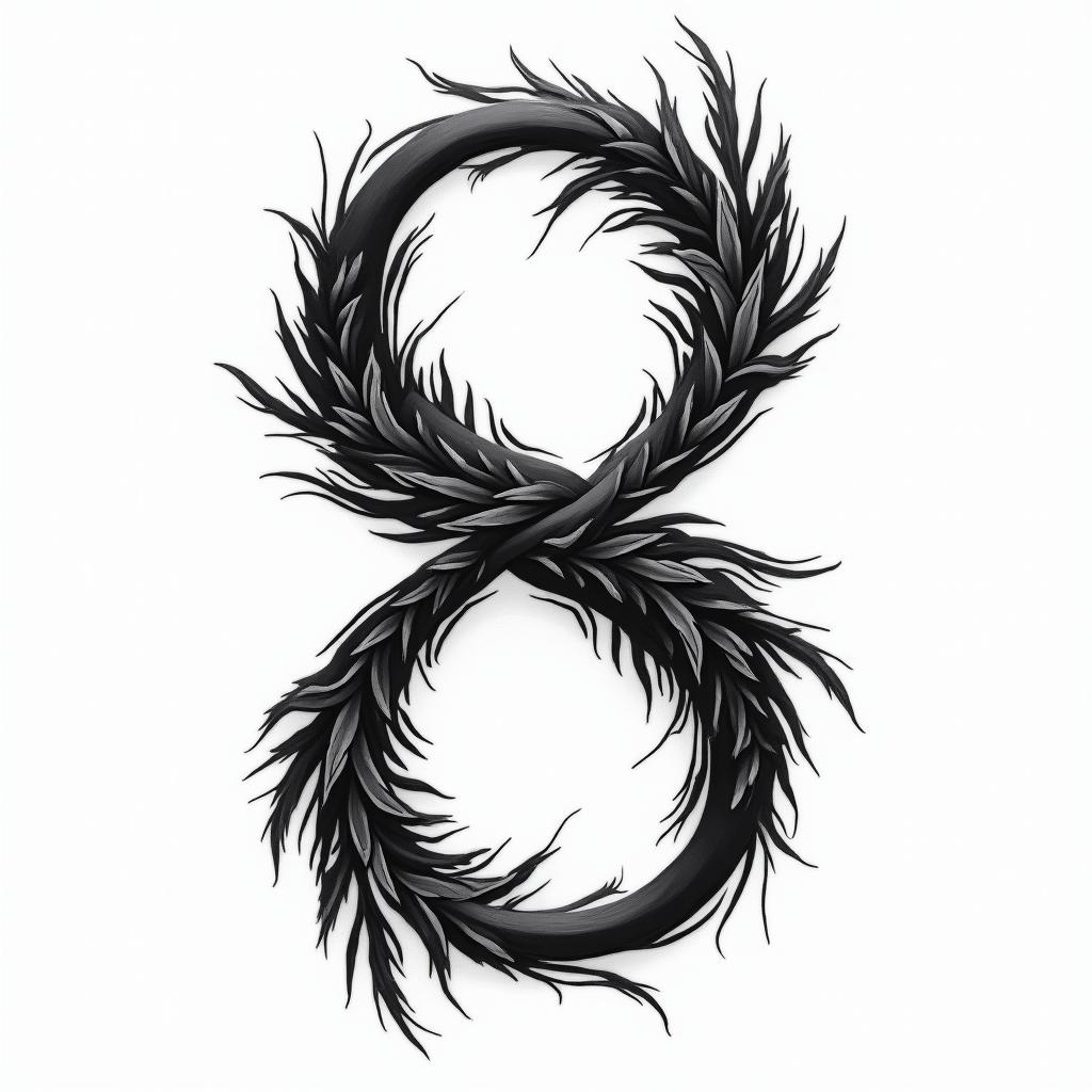 Infinityin authentic tattoo style, incorporating traditional modifications, bold black outlines, solid color fills, featuring classic authentic elements - Variation 4