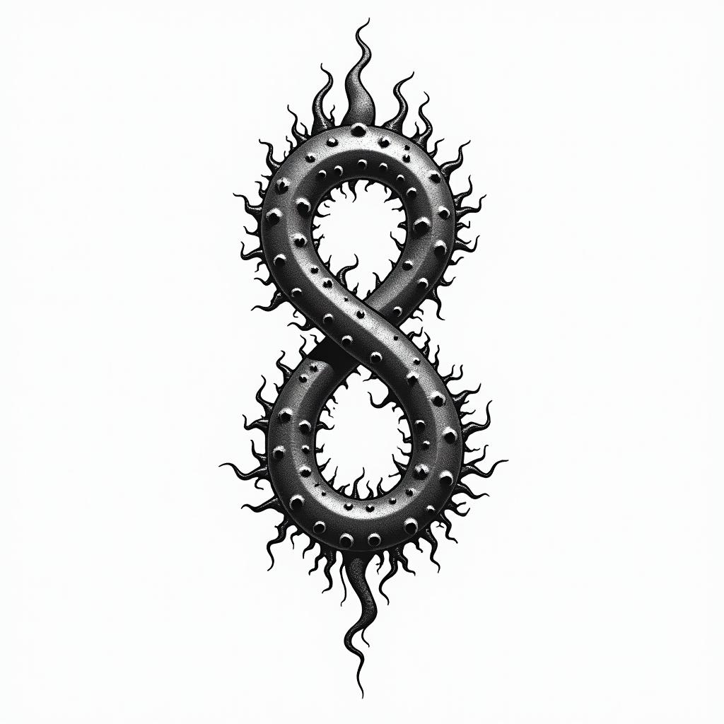 Infinityin authentic tattoo style, incorporating traditional modifications, bold black outlines, solid color fills, featuring classic authentic elements - Variation 3