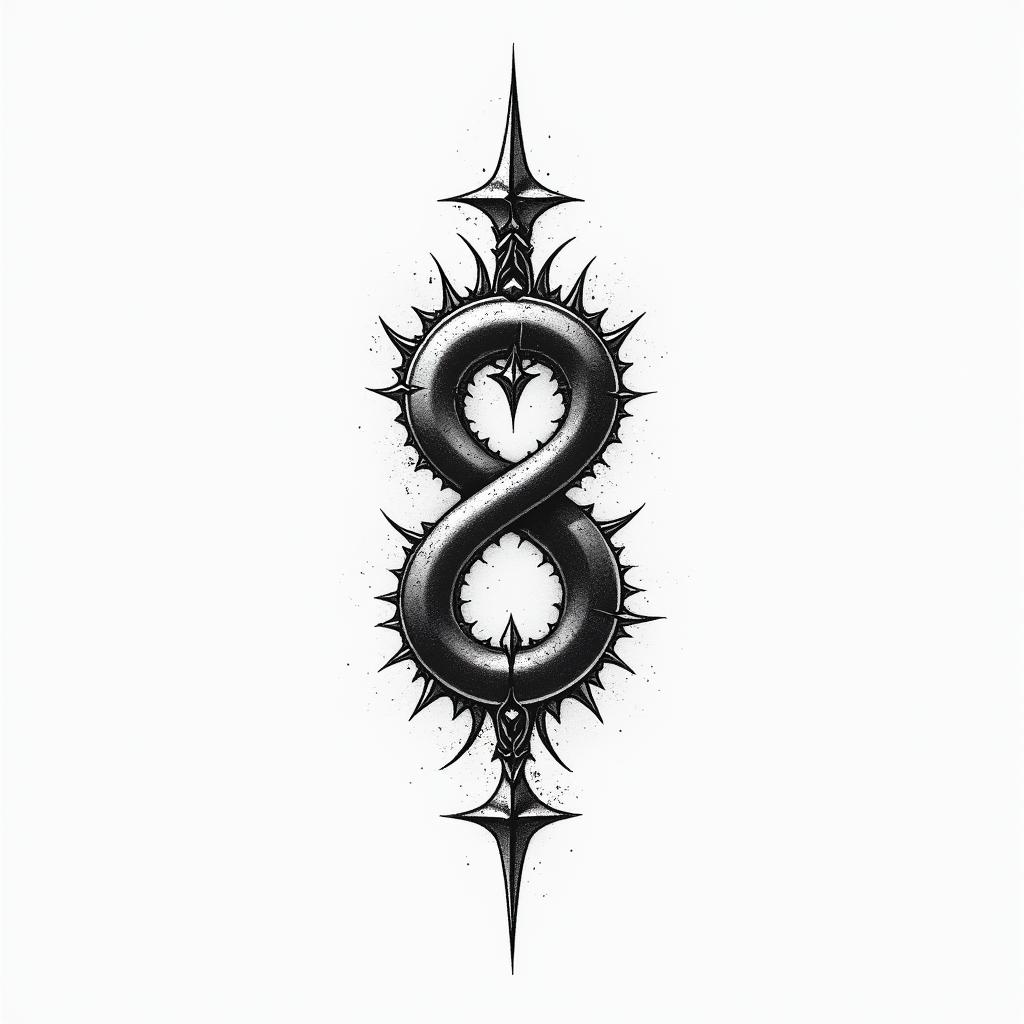 Infinityin authentic tattoo style, incorporating traditional modifications, bold black outlines, solid color fills, featuring classic authentic elements - Variation 2