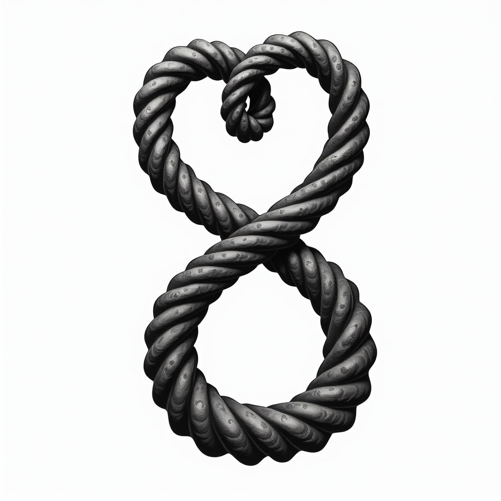 Infinityin authentic tattoo style, incorporating traditional modifications, bold black outlines, solid color fills, featuring classic authentic elements
