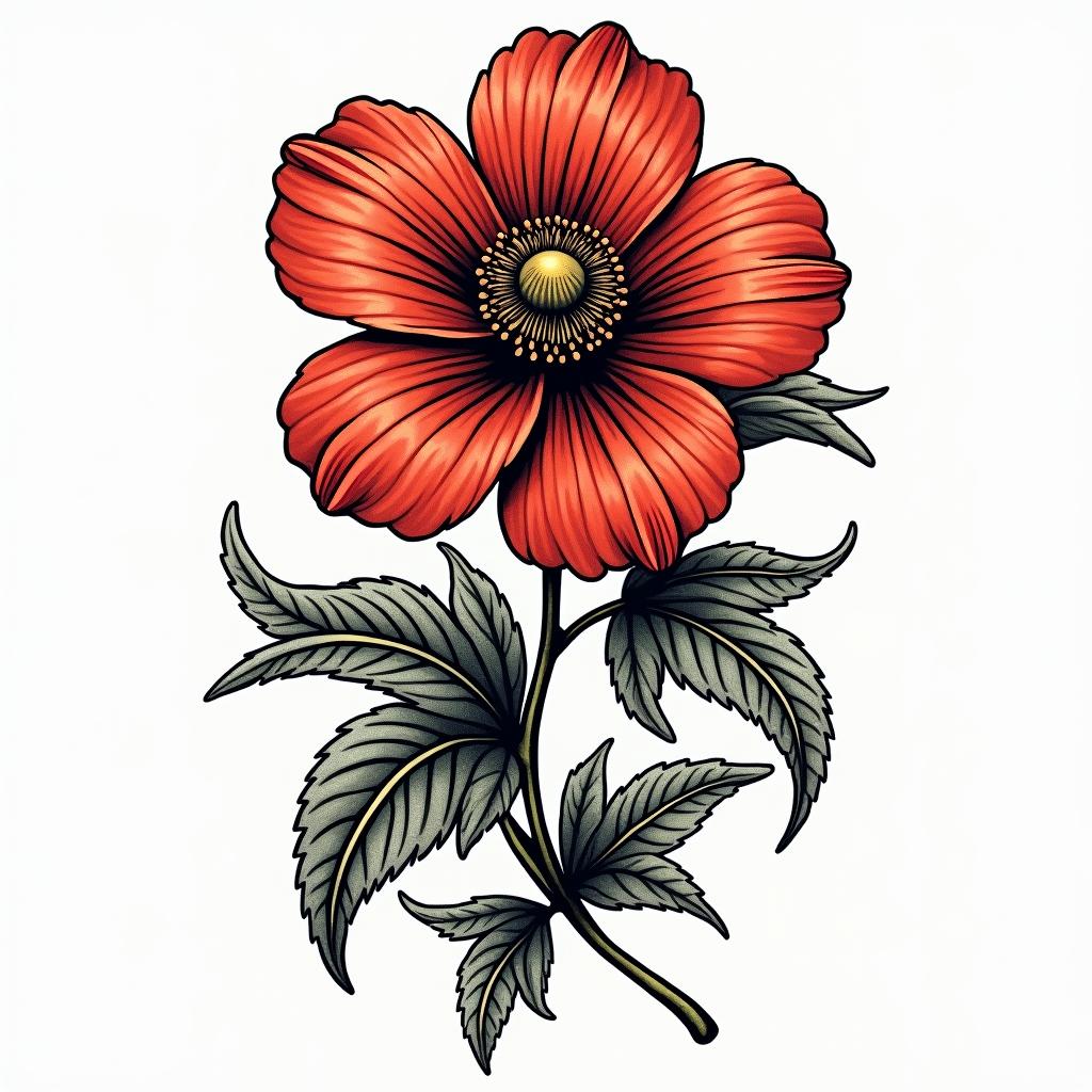 Shoulder flowerin pop art style tattoo, featuring bold and vibrant colors, exaggerated outlines, iconic imagery, inspired by comic books and speech bubbles, comic book characters, retro pop culture - Variation 4