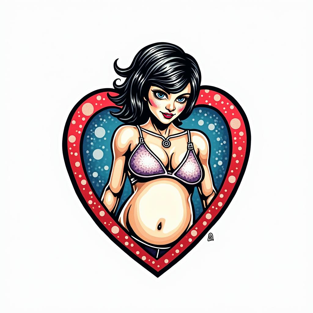 A medical logo focused on gynecology and obstetrics that includes the initials FBSR.in pop art style tattoo, featuring bold and vibrant colors, exaggerated outlines, iconic imagery, inspired by comic books and speech bubbles, comic book characters, retro pop culture