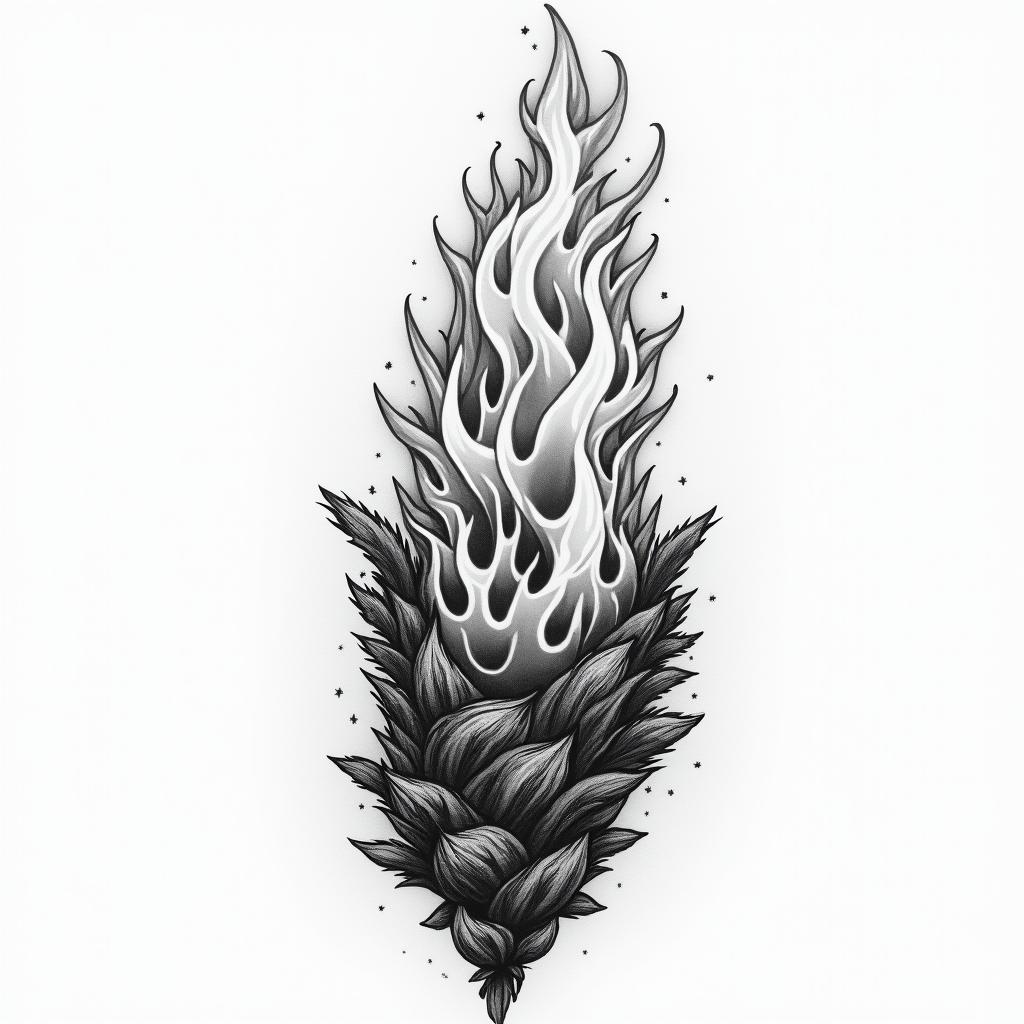 Firein new school tattoo, pop culture, modern, detailed tattoo, illustrative - Variation 2