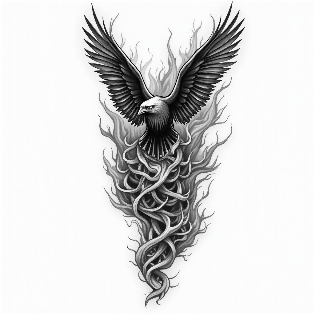 Firein new school tattoo, pop culture, modern, detailed tattoo, illustrative