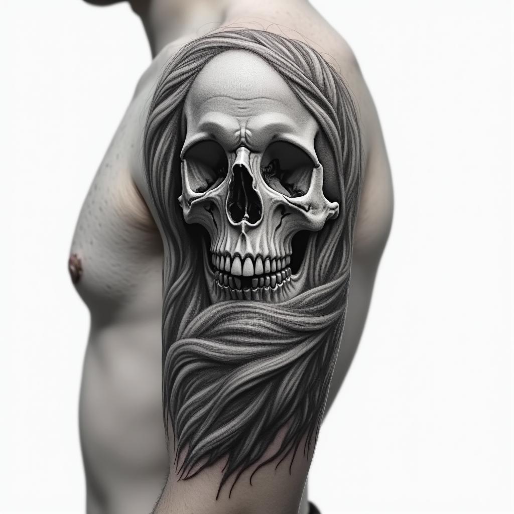 Upper arm sleeve realismin realism tattoo style, featuring a highly detailed, lifelike, capturing every detail, photorealistic, ultra realistic, intricate shading, smooth and sharp, - Variation 4