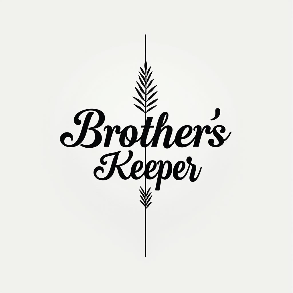 Brothers keeper tattoo from a sisters perspectiveminimalist text-based tattoo, Monospace font ultra-realistic, perfectly placed, high-quality font design, photo-realistic shading, 8k, high quality, finely detailed typograph - Variation 3