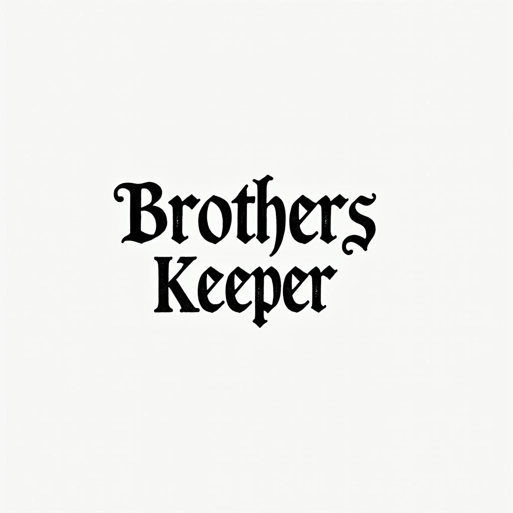 Brothers keeper tattoo from a sisters perspectiveminimalist text-based tattoo, Monospace font ultra-realistic, perfectly placed, high-quality font design, photo-realistic shading, 8k, high quality, finely detailed typograph - Variation 2