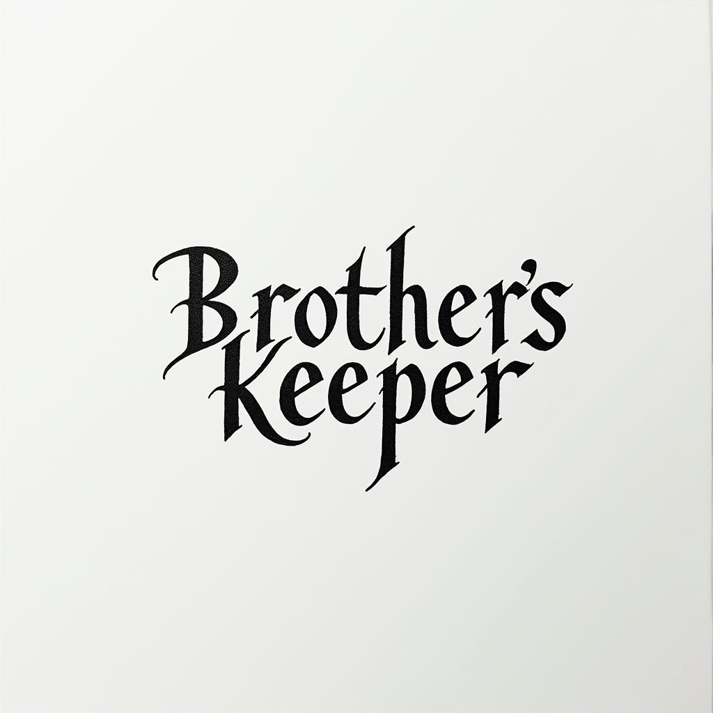 Brothers keeper tattoo from a sisters perspectiveminimalist text-based tattoo, Monospace font ultra-realistic, perfectly placed, high-quality font design, photo-realistic shading, 8k, high quality, finely detailed typograph
