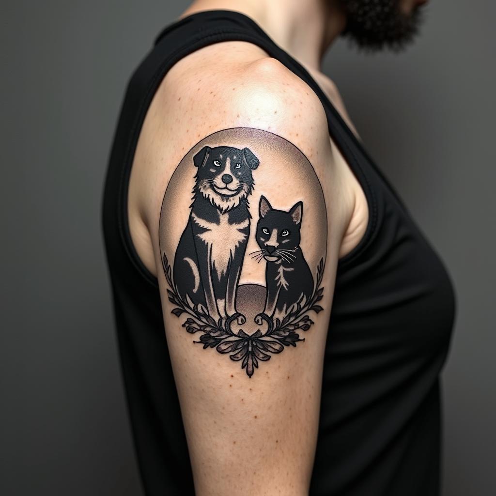 A tattoo that represents my wife named Nathalia, my dog named Simba, and my son named Heitor.in 8-bit tattoo style, minimalistic pixel style tattoo, pixel art with simplified shapes and retro gaming visuals, inspired by 8-bit pixel based detailing