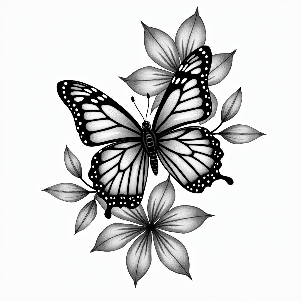 floral with neo-traditional butterflies and poisonous flowers
higly detailed tattoo