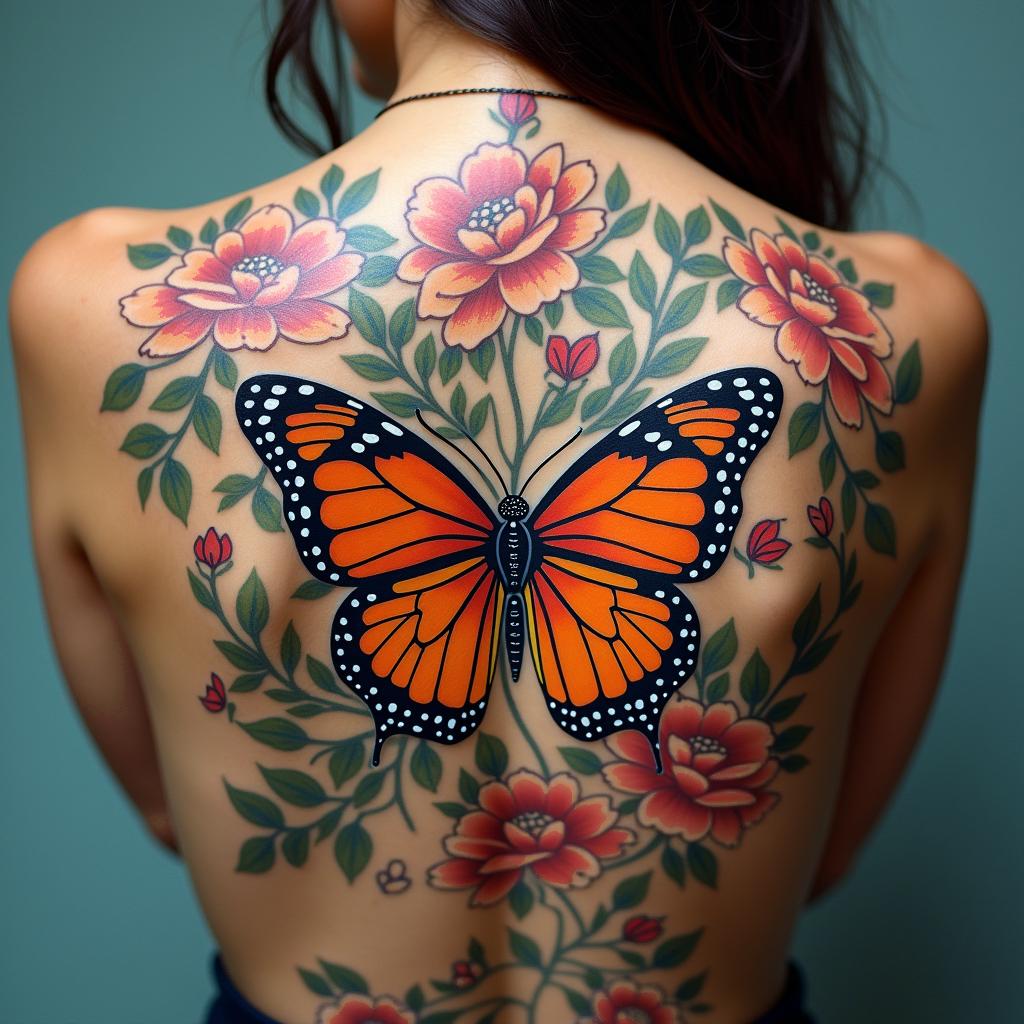 floral with neo-traditional butterflies and poisonous flowers
higly detailed tattoo - Variation 2