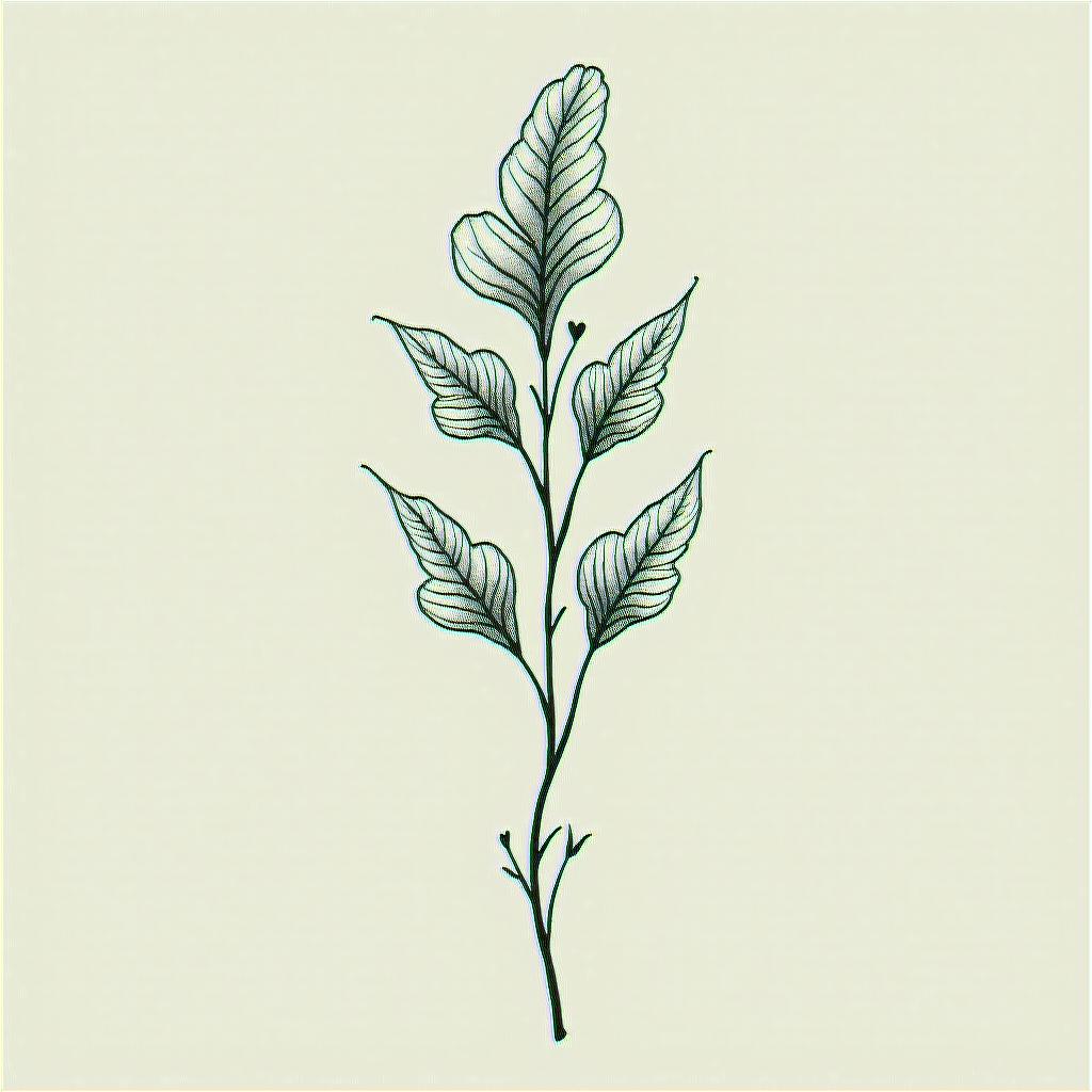 Wisteria plantin Modest style tattoo, featuring soft, delicate line work with simple and meaningful symbols, gentle waves, a heart, evoking a sense of serenity and grace, - Variation 3