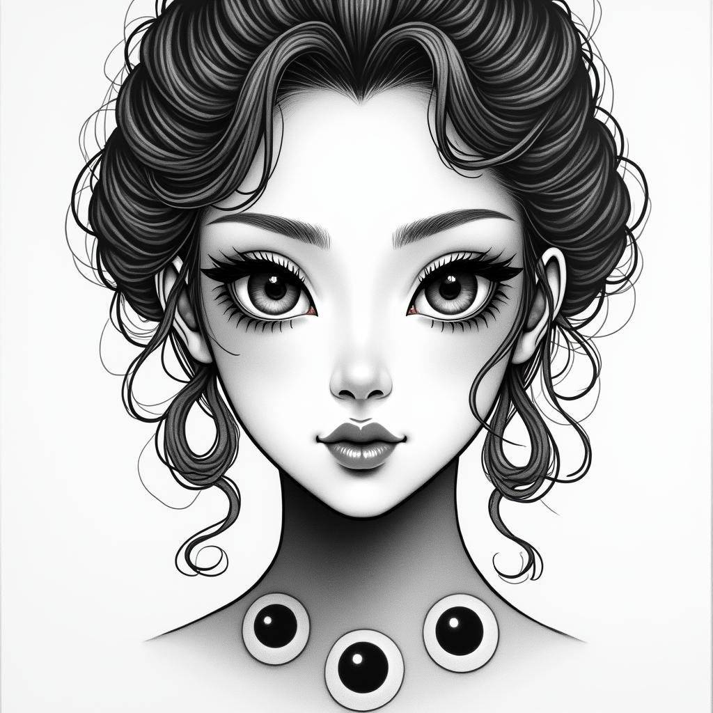 Beautiful women with many eyesin japanese style tattoo, detailed tattoo, traditional japanese culture tattoo, mythology, 8k - Variation 2