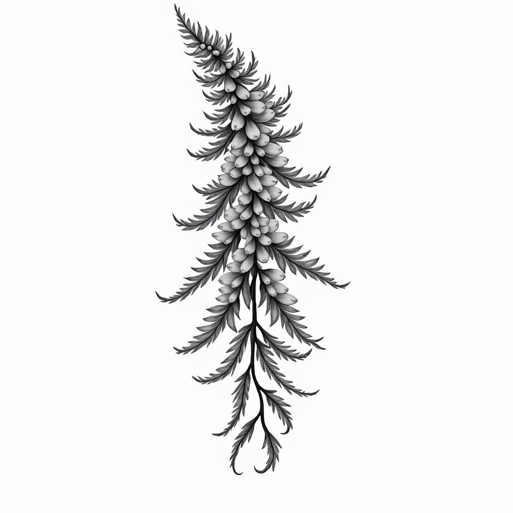 Wisteria plantin bohemian style tattoo, 8k