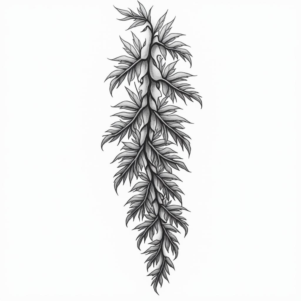 Wisteria plantin bohemian style tattoo, 8k - Variation 4