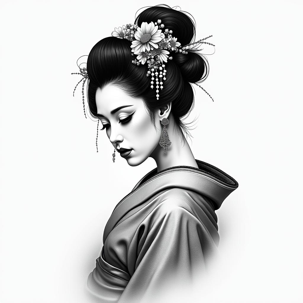 Geishahigly detailed tattoo