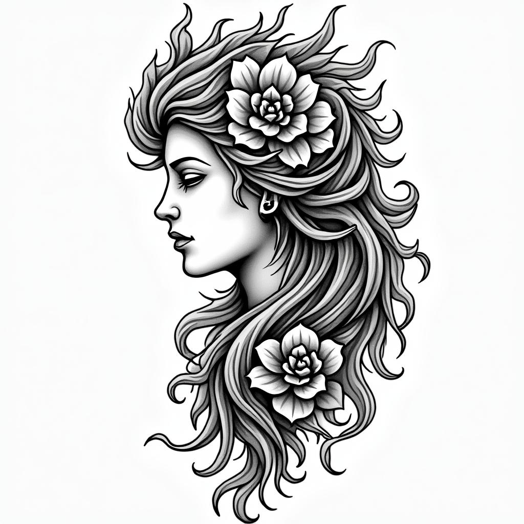 Librain authentic tattoo style, incorporating traditional modifications, bold black outlines, solid color fills, featuring classic authentic elements - Variation 3