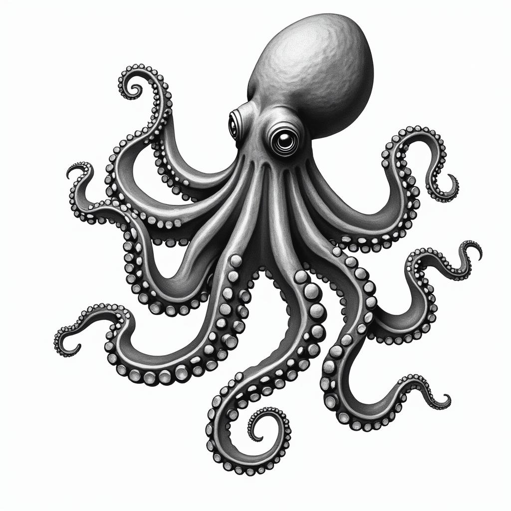 Octopusin bohemian style tattoo, 8k - Variation 3
