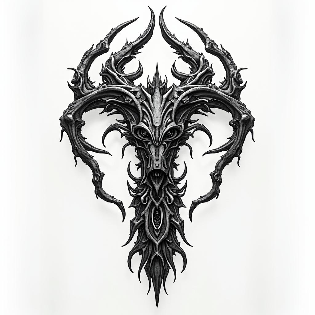 Yggdrasil With Jormungandrtattoo in biomechanic style, the tattoo covered by robotic elements of futuristic cyberpunk design, robotic features detail, showcasing intricate mechanical components - Variation 4