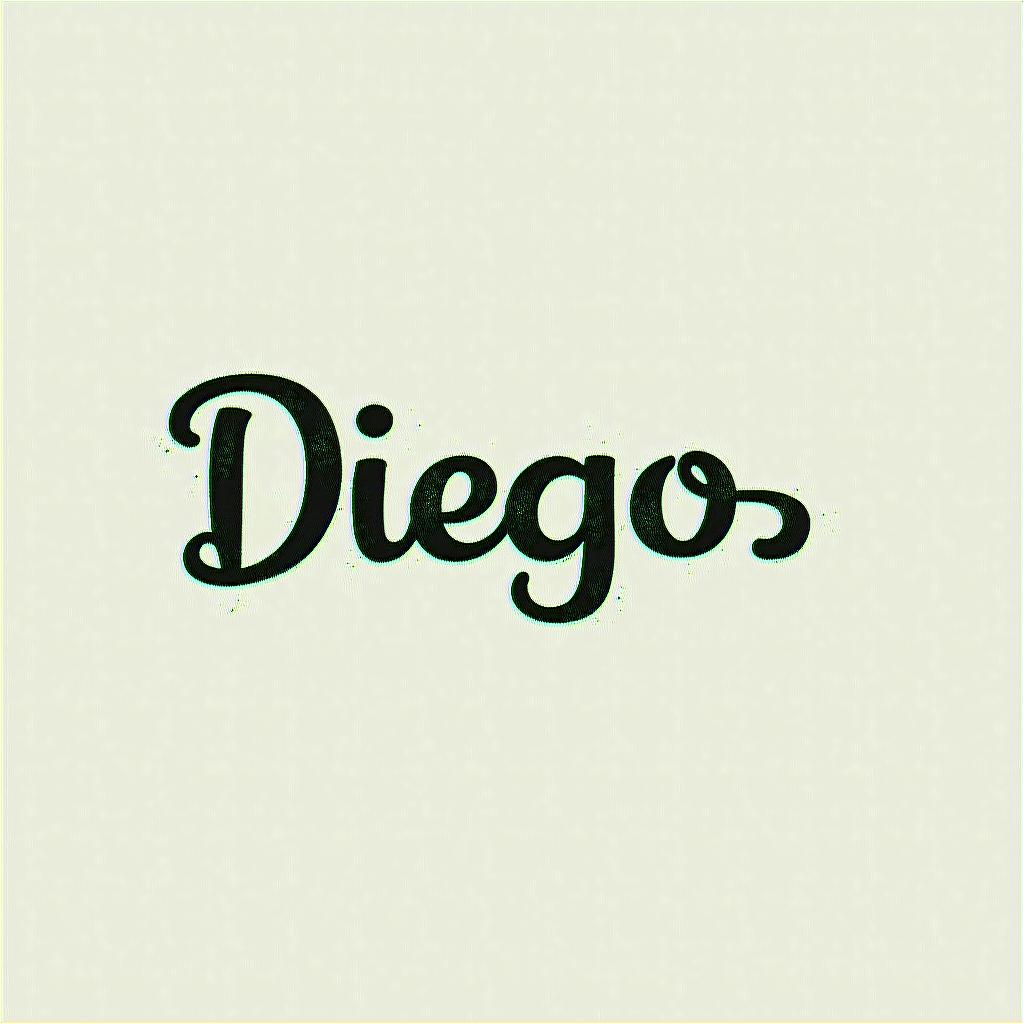 Cursive with the name Diegominimalist text-based tattoo, Monospace font ultra-realistic, perfectly placed, high-quality font design, photo-realistic shading, 8k, high quality, finely detailed typograph - Variation 4