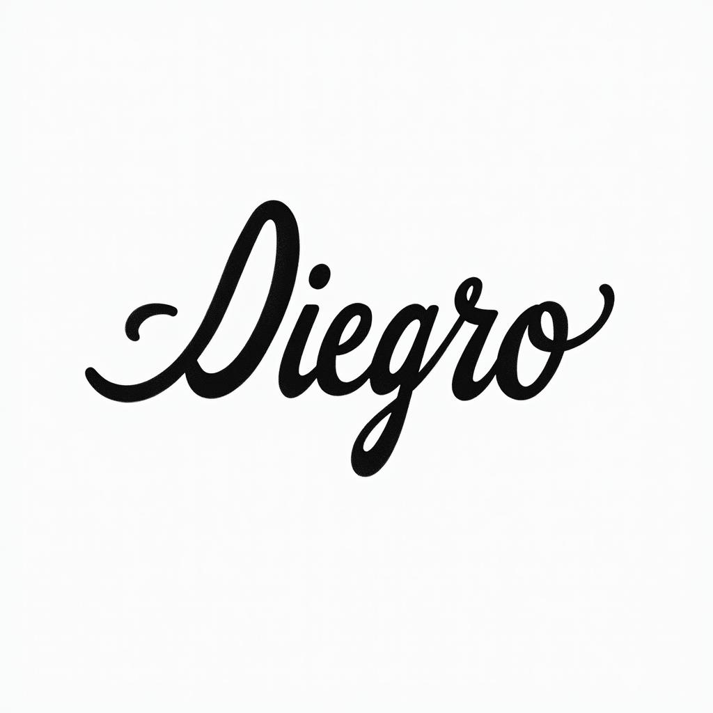 Cursive with the name Diegominimalist text-based tattoo, Monospace font ultra-realistic, perfectly placed, high-quality font design, photo-realistic shading, 8k, high quality, finely detailed typograph - Variation 3
