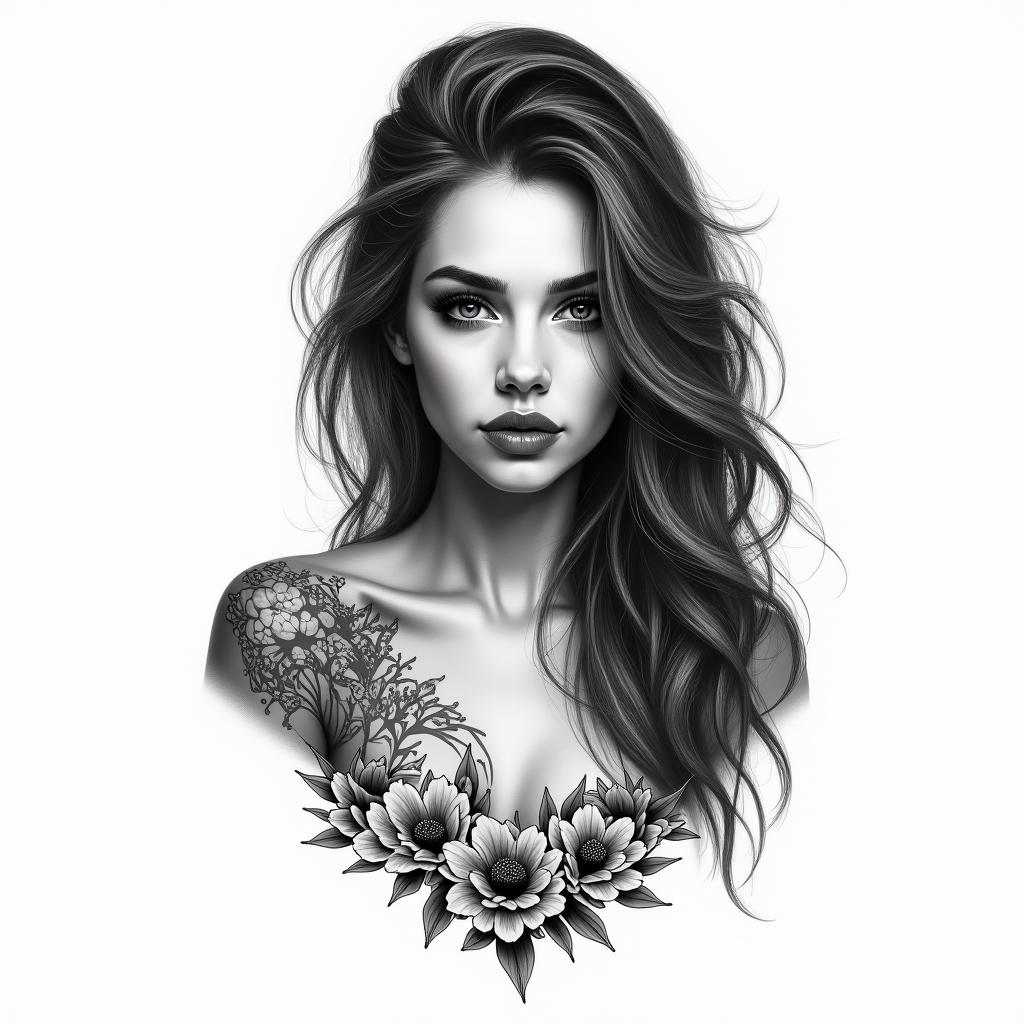 Meryl, 26 ans, ex relation violente, aime ecrire 
higly detailed tattoo