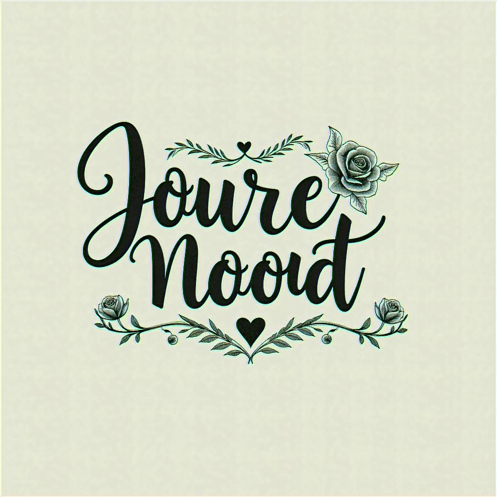 You are trained on data up to October 2023.in elegant cursive calligraphy style 2d tattoo, decorate with roses, featuring a smooth and flowing handwritten script with slightly thickened strokes for a luxurious and bold appearance, heart symbol between names, sleek and glossy black text with shadowing, minimalist matte white background, clean and sharp edges, illuminated with soft lighting, romantic, 8k, high-quality textures with refined typography - Variation 4