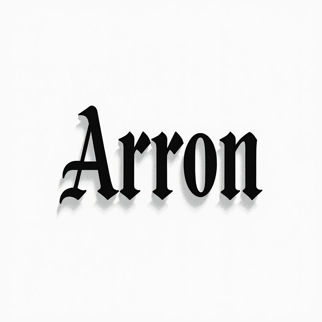 Aaronminimalist text-based tattoo, Monospace font ultra-realistic, perfectly placed, high-quality font design, photo-realistic shading, 8k, high quality, finely detailed typograph