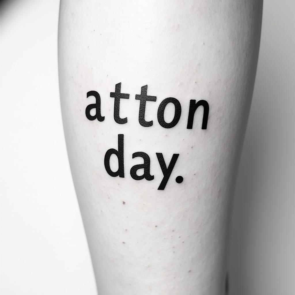 Aaronminimalist text-based tattoo, Monospace font ultra-realistic, perfectly placed, high-quality font design, photo-realistic shading, 8k, high quality, finely detailed typograph - Variation 4