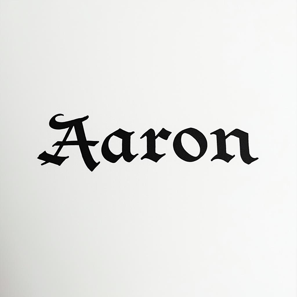 Aaronminimalist text-based tattoo, Monospace font ultra-realistic, perfectly placed, high-quality font design, photo-realistic shading, 8k, high quality, finely detailed typograph - Variation 3