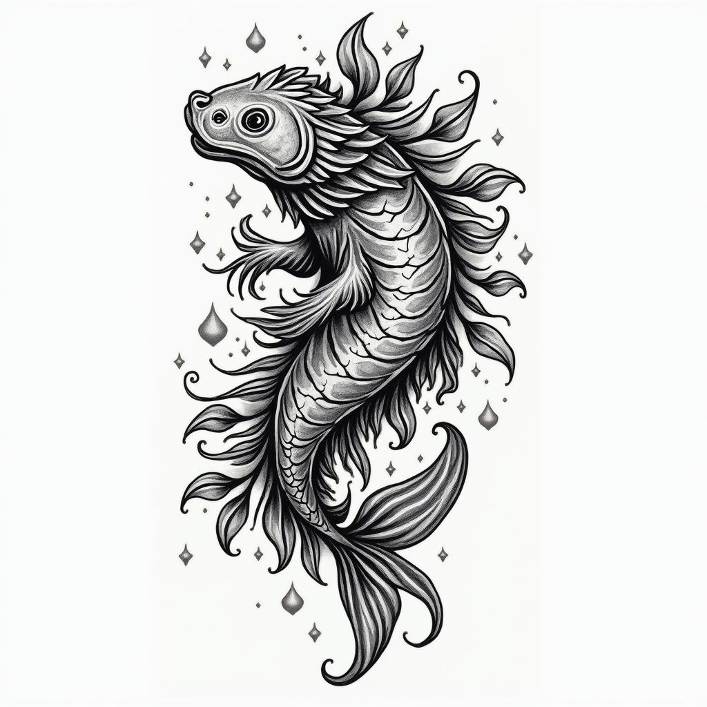 Samuele, Italian-English, Pisces, who lives in Tuscany.in authentic tattoo style, incorporating traditional modifications, bold black outlines, solid color fills, featuring classic authentic elements - Variation 2