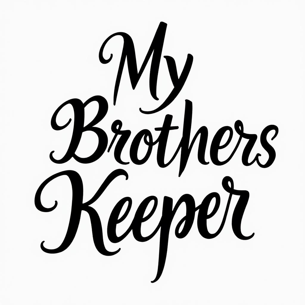 My Brothers Keepertext-based tattoo, japanese font ultra-realistic, perfectly placed, high-quality font design, photo-realistic shading, 8k, high quality, finely detailed typograph