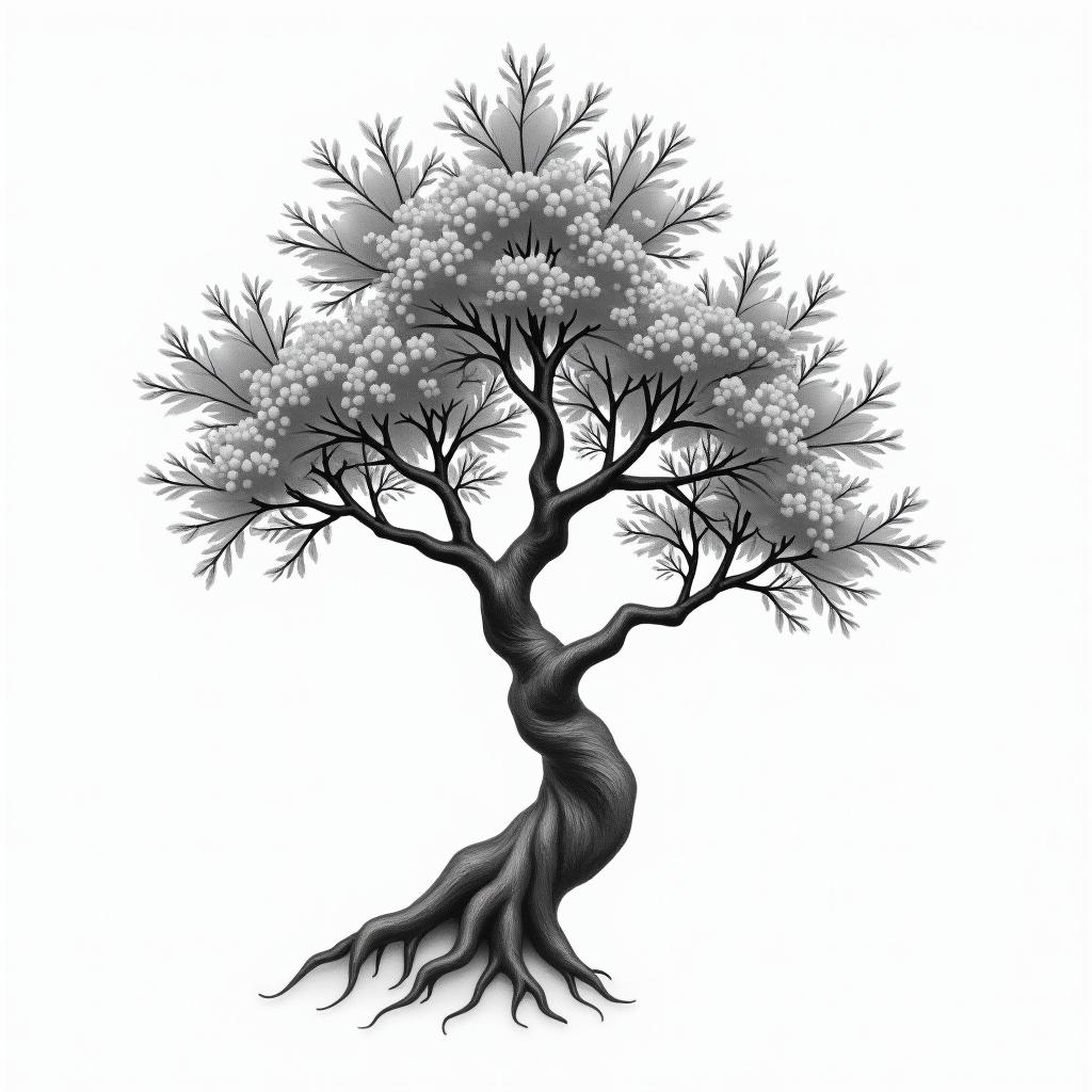 Cherry tree branchhigly detailed tattoo