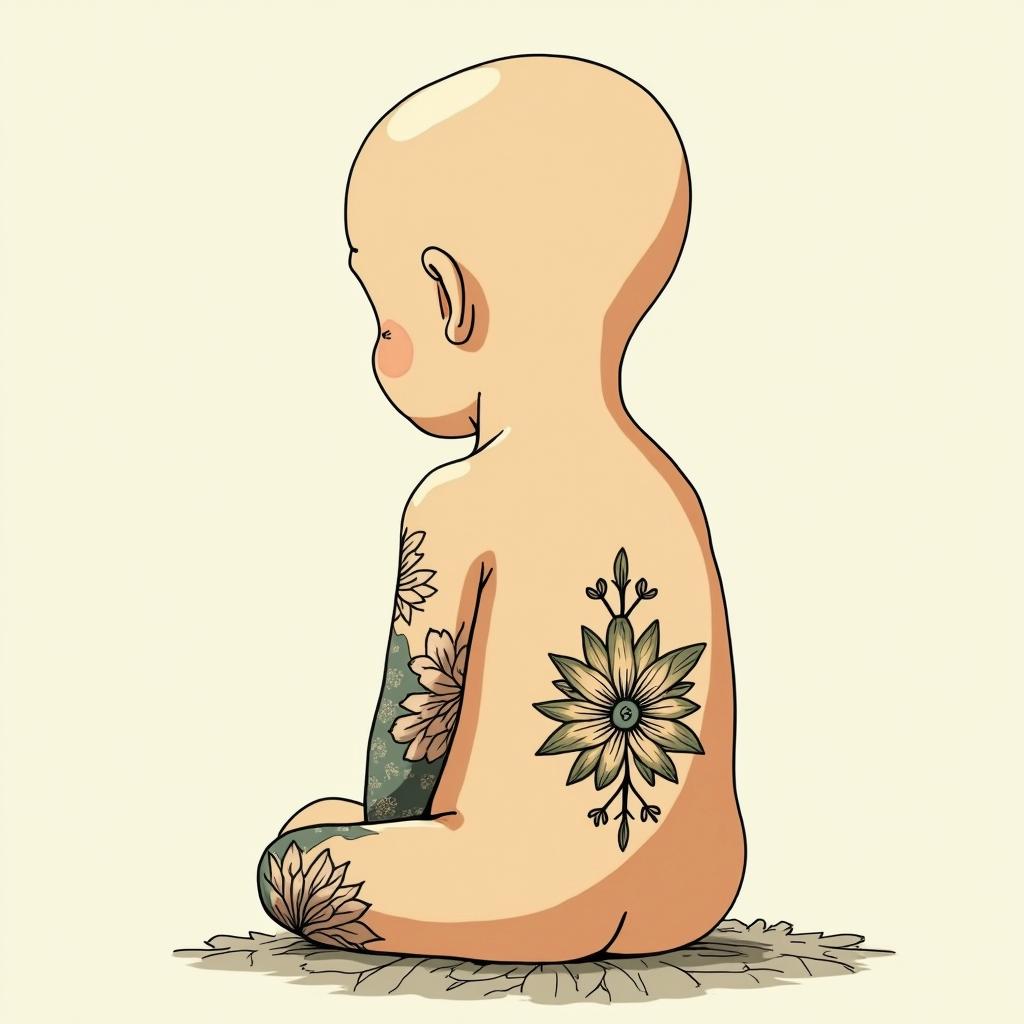 PalestineGhibli, Studio Ghibli aesthetic, hand-drawn anime style, retro nostalgic atmosphere, retro soft pastel color palette with earthy tones, retro Japanese cinematic shot, yellow tint effect, bald character, smooth surface, anime shadow 90's anime style