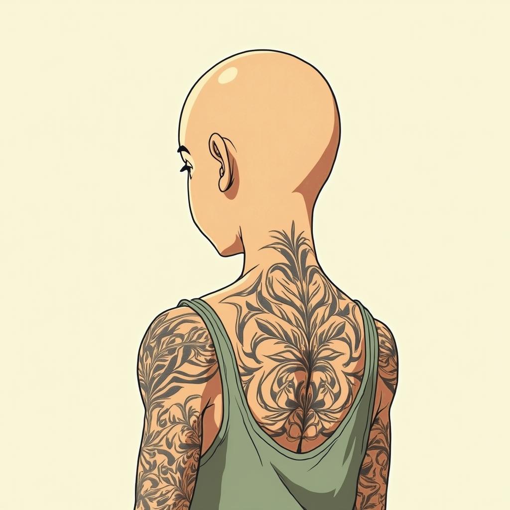 PalestineGhibli, Studio Ghibli aesthetic, hand-drawn anime style, retro nostalgic atmosphere, retro soft pastel color palette with earthy tones, retro Japanese cinematic shot, yellow tint effect, bald character, smooth surface, anime shadow 90's anime style - Variation 2